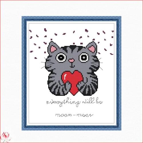 Love Cats Pattern Cross Stitch Kit DIY Cartoon Embroidery Set 14CT 11CT Needlework Sewing Kit Home Decoration Handmade Gift