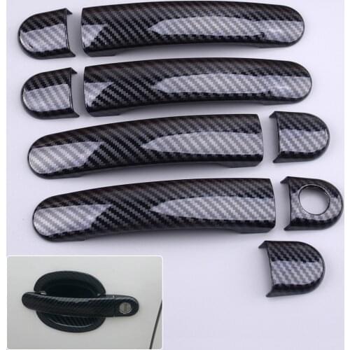 Carbon Fiber Style Black ABS Door Handle Cover Trim Fit for VW Tiguan Jetta MK6 Polo 2012 2013 2014