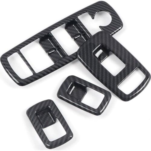 Car Carbon Fiber Window Lift Switch Panel Cover Trim Frame Sticker for Dodge Ram 1500 2019 2020 Accessories
