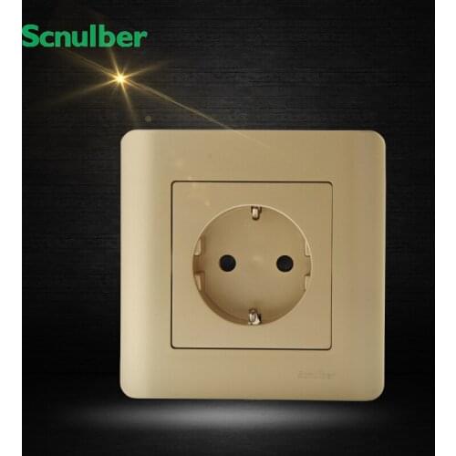 86mm EU europe German standard luxury champagne 2p 2 pin wall switch socket