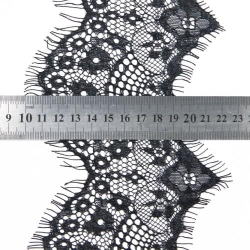 New Hot Sale 3 Yard 10cm Wide Delicate Black Antique Eyelash Lace Trim Dress DIY Sewing Applique Costume Design