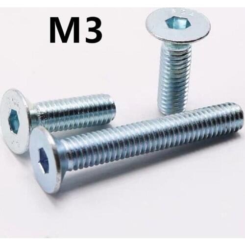 50PCS M3x6/8/10/12/16/20/25/30mm DIN7991 GB70.3 Grade Galvanized Flat Head Countersunk Head Hexagon Screws