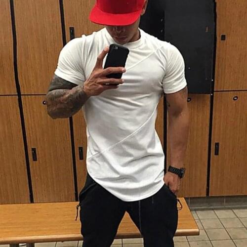 Solid Running T Shirt Men Cotton Patchwork Mesh Mens T-Shirt Sportswear Bodybuilding Fitness Shirt Slim fit Gym Tshirt