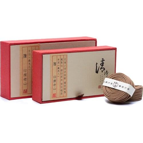 PINNY 100% India Laoshan Sandalwood Incense Coils Natural Encens Spirale Aromatic Promote Meditation Buddhist Incense Sticks Zen