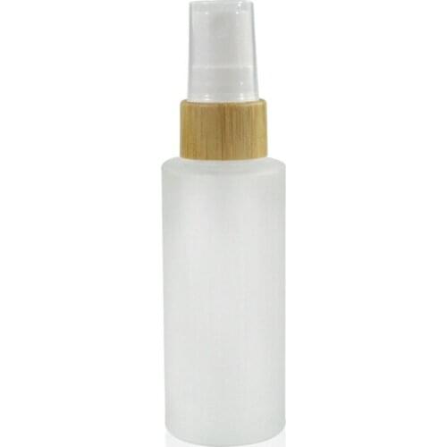 30/50/100/120/150ml Empty Mist Spray Bottle Frosted Cosmetic Container Refillable Glass Spray Bottle with Bamboo Wood Lids