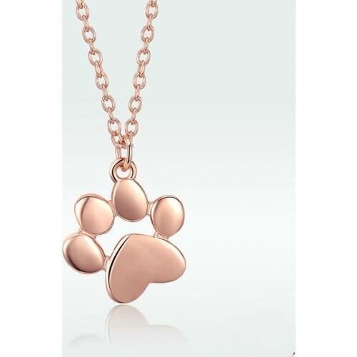 S925 Sterling Silver Cat Paw Pendant Necklace Cute Pet Animal Footprints Charms for Kindly Women Jewelry