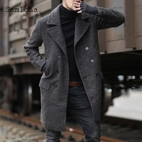 Мужские двубортные пальто Samlona China At AliExpress