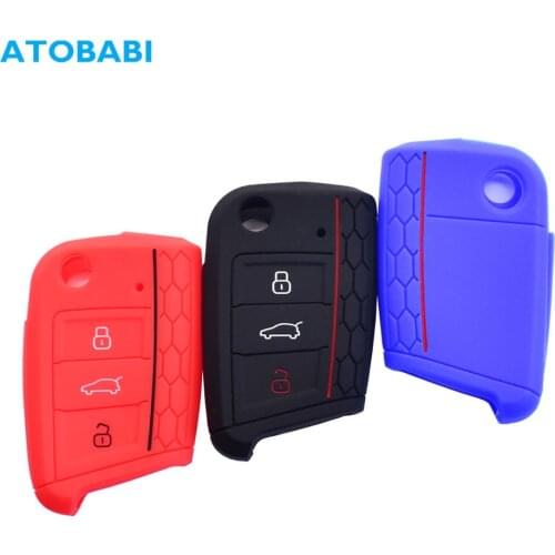 Silicone Car Key Case 3 Button Folding Remote Control Protector Cover Keychain Skin For VW Golf 7 MK7 New Polo Skoda Octiva Seat