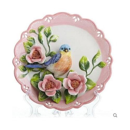 Blue Magpie Decorative Wall Dishes Porcelain Decorative Plates Vintage Home Decor Crafts Room Decoration Gift Figurine