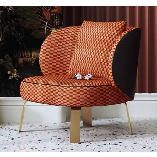 ChinaFurniture processing and production factory Modern light luxury velvet fabric Stainless steel foot bracket leisure chair