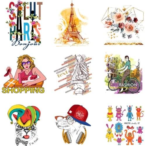 Iron-on Transfers for Clothing Patches Clorhing Stickers Stripe Dress Diy Letters Patch Vinyle Adhesive Flex Fusible Transfer F
