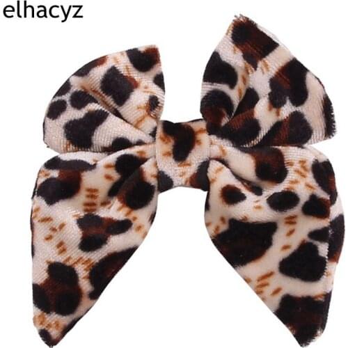 1PC New Leopard Velvet 3'' Hair Bow Elastic Headwear women Classical Photography For Kids Hairclip Hairband Hair Accessories