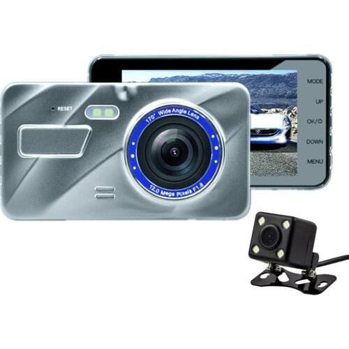 4.0Inch HD 1080P Car DVR Dual Lens Front Rear View Camera Wide Angle Dash Cam Video Recorder