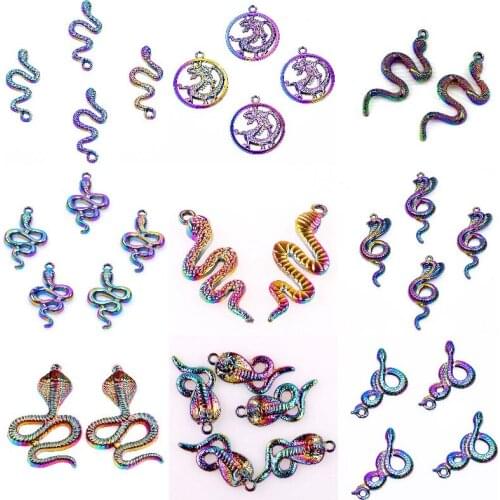 5Pcs/Lot Classic Alloy Animal Cobra Snake Charms Pendant For DIY Necklaces Handmade Jewelry Making Accessories