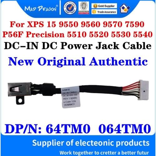 64TM0 064TM0 For Dell XPS15 9550 9560 9570 7590 P56F Precision 5510 5520 5530 5540 Laptop DC IN Line Power Input Jack With Cable