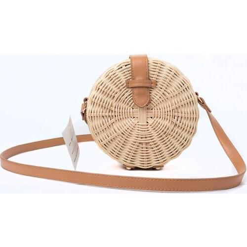 Bali bag Women Hand Woven Round Rattan Straw Bag Bohemian Beach Circle Bag Circular Handbag Crossbody Shoulder Bags
