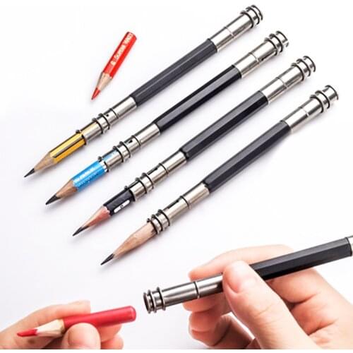 1 Pcs Pencil Extender Penholder Adjustable Dual Head /Single Head Art Sketch Student Pen Cover Tool