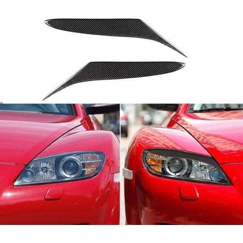 Carbon Fiber Headlight Eyebrow Eyelid Fit for Mazda RX8 RX 8 2004-2008 2pcs