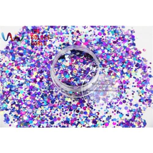 HA2515-274 Mix Laser Holographic Color Hexagon Shape Glitter Sequins for nail art DIY and Holiday decoration