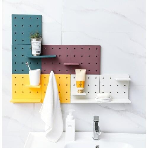 Invasive Punch-free Household Kitchen Storage Racks Bathroom Space Saving Wall Storage Organizer Non-Marking Paste Hanging Shelf