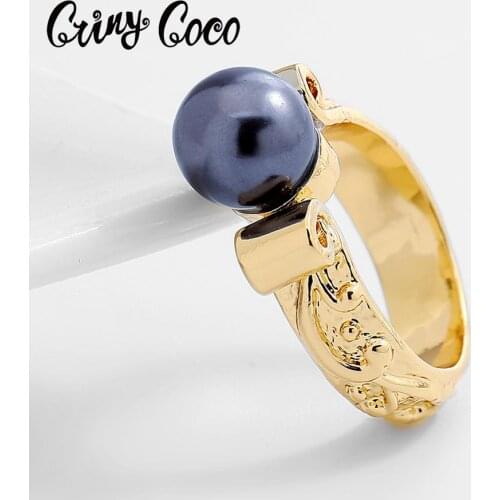 Cring Coco Gold Color Ring Statement Jewelry Party Charms Gift Wholesale Price Rings Hawaiian Pearl Fashion 2020 New for Women