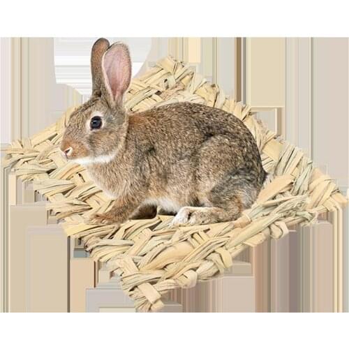 Grass Weaving Mat Small Pet Nest Squirrel Guinea Pig Ferret Rabbit Edible Molar Handmade Hay Mat Pets Cage Accessory