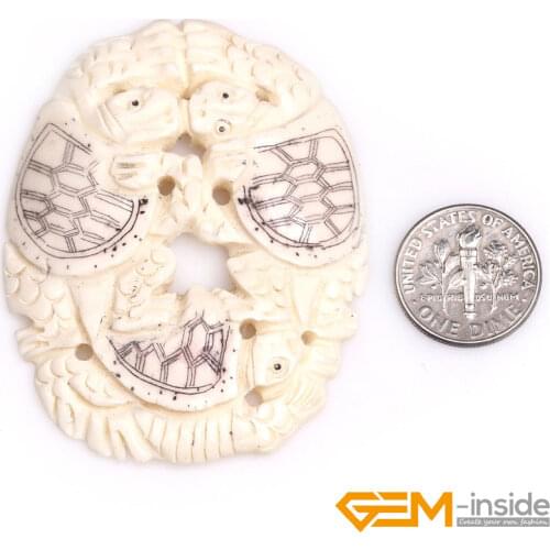 43x55mm Large Big Cream White Animal Kissing Tortoise Carved Bone Cabochon Beads For Jewelry Making 1 Pcs For Gift