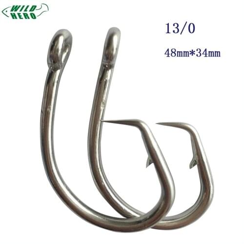20pcs 13/0 Mustad Tuna Circle Fishing Hook Stainless Steel Tuna Circle Fishing Hook Barbed Hook For Fishing