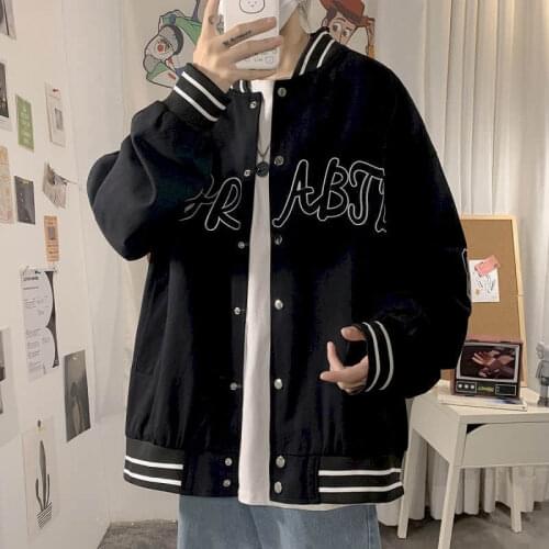 Black Jacket Zip Up Men Japanese Baseball Oversized Cardigan Baseball Jacket Women Punk Gothic Clothes Spring/autumn Tops Coat