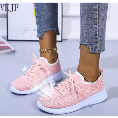 New Comfy Loafers Women 2021 All Season Daily Knitted Fabric Ladies Lace Up Casual Shoes Home Outdoor Female Large-Sized Flats