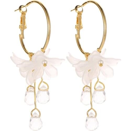 Lovely Clear Stone Flower Shape Convenient Simple Stud Earrings Copper For Womens Party Jewelry