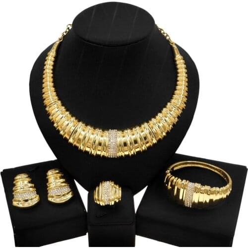 Yulaili The Latest Fashion Italian Gold Large Diamond Jewelry Set and Elegant Glamour Ladies Dinner Big Earrings Jewelry Sets