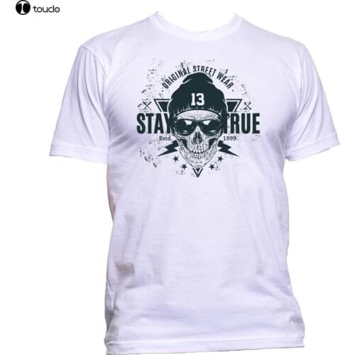 New Summer Printed Unisex Fashion T Shirt Stay True Skull Street Wear Drawing Mens Tee Shirts