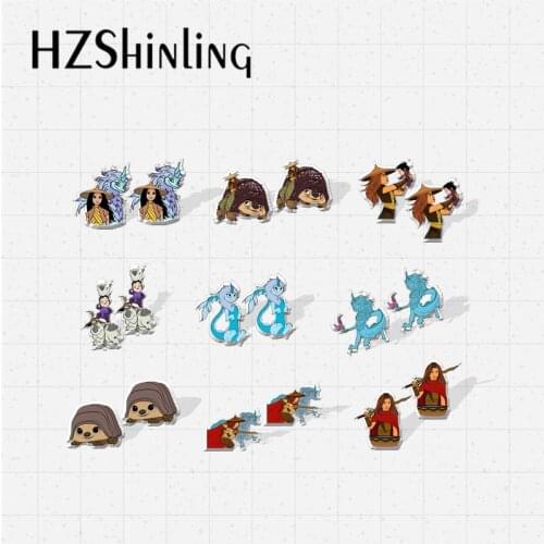 2021 New Arrival Raya and Dragon Cartoon Movies Characters Handcraft Epoxy Acrylic Stud Earrings