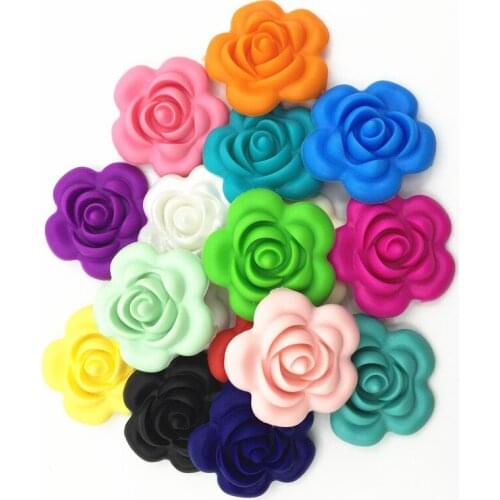 New Silicon Flower beads Food grade Pendant for teething necklace DIY loose beads pendants teether Necklaces Jewelry 20pcs/lot