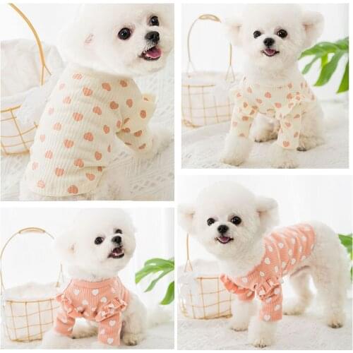 Clothes for Small Dogs Love Dog Bottoming Shirt Spring and Autumn Thin Cat Small Puppies Teddy Bear Schnauzer Bichon Pet Clothes