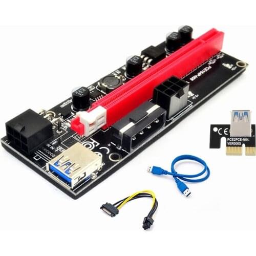 New PCI-E pcie Riser 009 Express 1X 4x 8x 16x Extender PCI E USB Riser 009S GPU Dual 6Pin Adapter Card SATA 15pin for BTC Miner