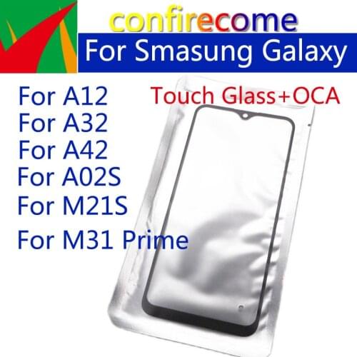For Samsung Galaxy A12 A32 A42 A02S M21S Touch Screen Front Glass Panel LCD Outer Display Lens M31 Prime Front Glass With OCA