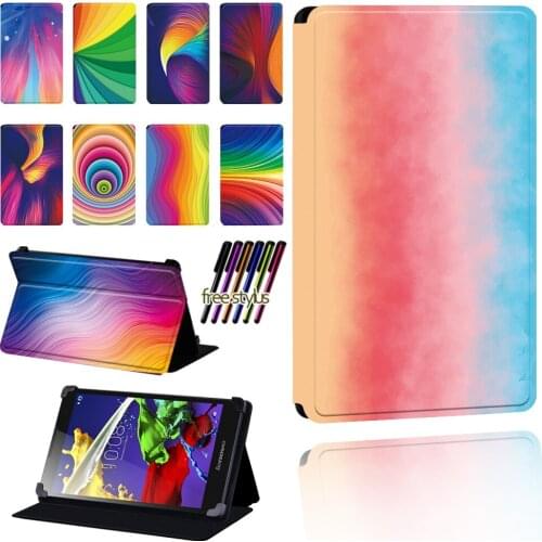 For Lenovo Tab 2 A7/A8/A10-70/Tab 3/Tab 4 Tablet Watercolor Pattern Pu Leather Foldable Dust-proof Protective Case