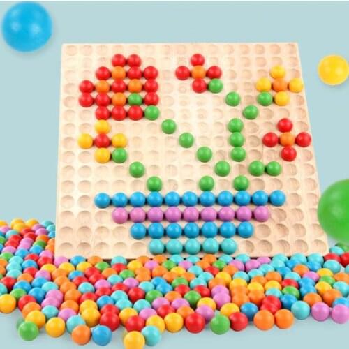 Educational Toy Montessori Wooden Ball Puzzle New Design Rainbow Color Balls High Quality Kindergarten Teaching Material