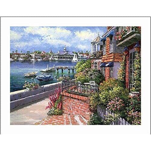 Rural European town scenic Handmade Needlework Embroidery DIY Aida Cross Stitch Kits Crafts 14CT Unprinted Home decor wall Arts