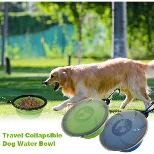 Folding Bowl Portable Foldaway Food Dish With Lid And Carabiner BPA-Free Washable Pet Food Container For Indoor Outdoor