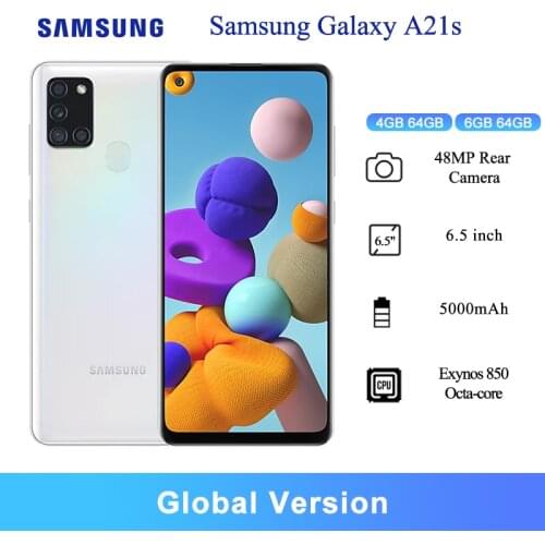Global Version Samsung Galaxy A21s Smartphone 6.5" 4GB/6GB RAM Exynos 850 Octa-core 48MP AI Quad Cameras 5000mAh Cellphone