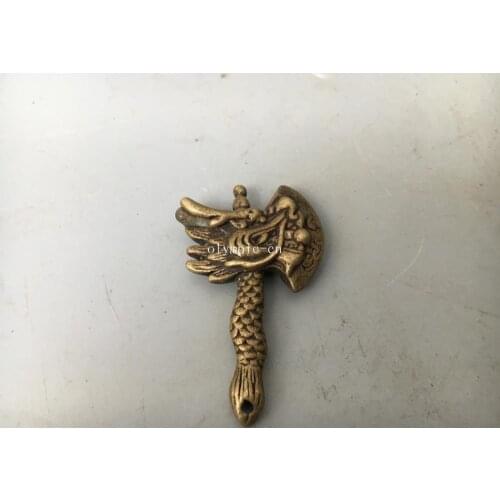 Old bronze copper carvings beast dragon axe statue