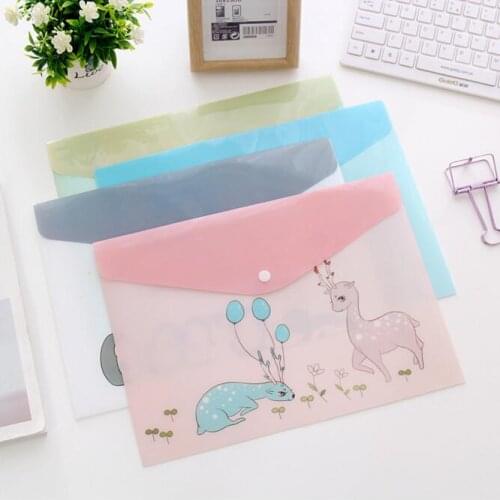 1 piece waterproof plastic file bag Kawaii A4 folder bag file paper storage box office school stationery