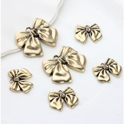 Vintage Zinc Alloy Charms Bow Charms Pendant 6pcs/lot Used For DIY Jewelry Earring Making Accessories