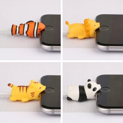 Cable Accessory For iphone 5 6 7 8 x USB cable protection Cable Animal Doll Bites Cartoon USB Charger Data Cable Cord Protector