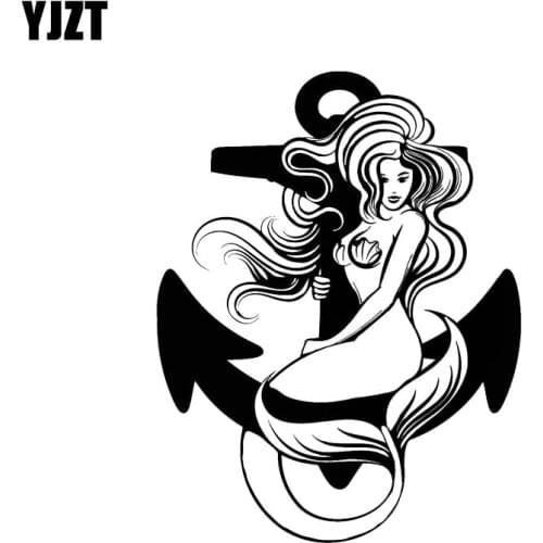 YJZT 11.5*15CM Cute Sexy Lonely Mermaid Excellent Quality Vinyl Decal Black/Silver Car Sticker Fashion Style C20-0813