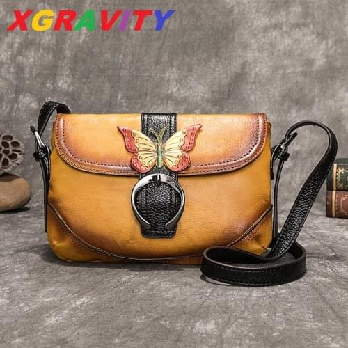 Women Luxury Branded Butterfly Genuine Leather Handbags Cross Body Ladies Bags Feamale Retro Ethnic Handbags Women Small Bags