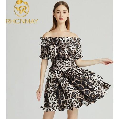 2021 Summer Boho Beach Off Shoulder Floral Printed Dress Women Elastic Waist Slash Neck Ruffles Holiday Short Dress